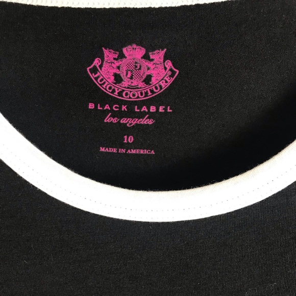 New JUICY COUTURE LA Crest Logo Tee T-shirt Black White Trim California JC Girls - Picture 8 of 11